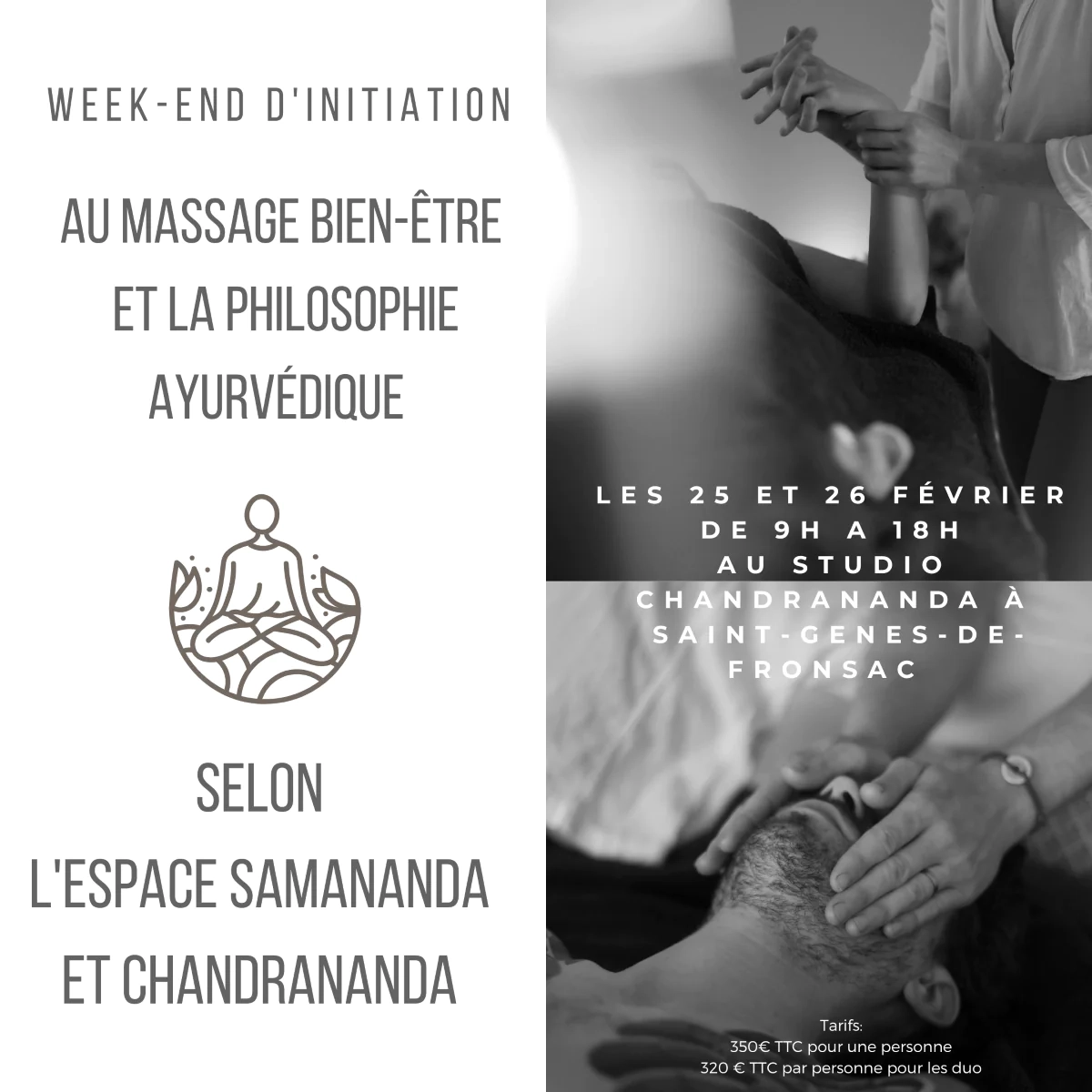 Samananda : Formation au massage bien-être et à la philosophie ayurvédique le 25 et 26 février 2023